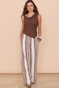 Sovere Summon Coffee Textured Off Shoulder Top