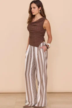 Sovere Summon Coffee Textured Off Shoulder Top