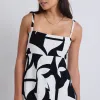 Stories be Told Sunkissed Black Ivory Cutout Print Split Hem Cami Top