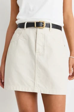 Among the Brave Sunny Soft Ivory Mini Denim Skirt