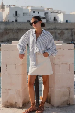Among the Brave Sunny Soft Ivory Mini Denim Skirt