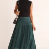 Among the Brave Sway Forest Linen Flat Basque Midi Skirt