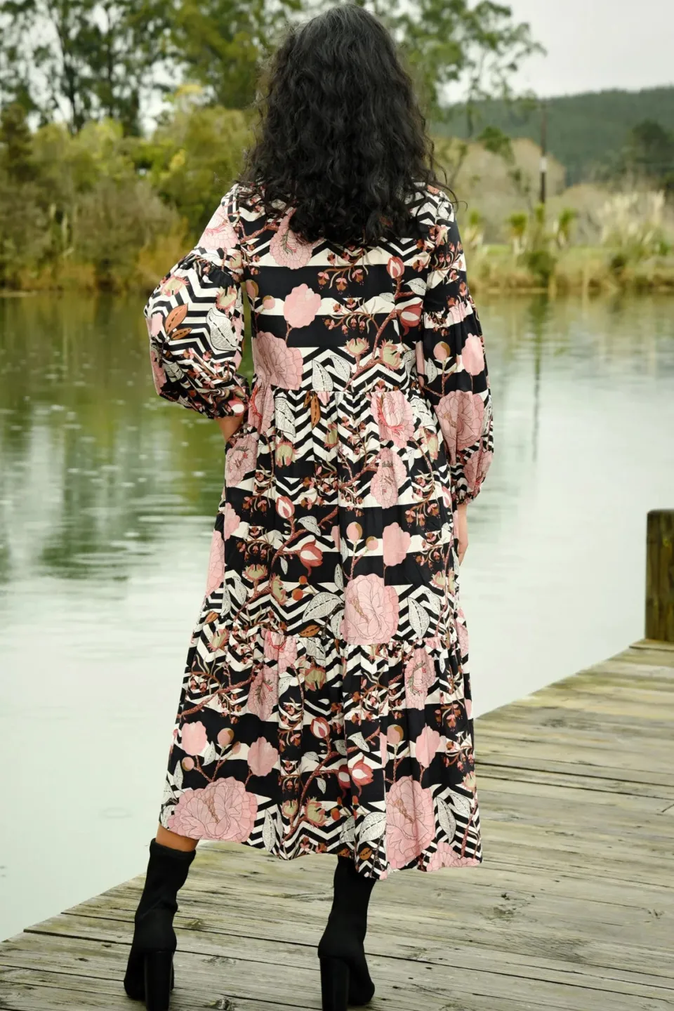 Curate Swept Away Pink Floral Midi Dress