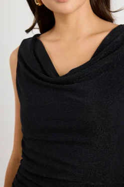 Georgia Mae Swift Black Shimmer Jersey Reversible Sleeveless Maxi Dress