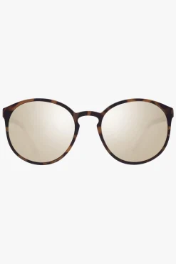 Le Specs Swizzle Thin Round Matte Tort Gold Mirror Sunglasses