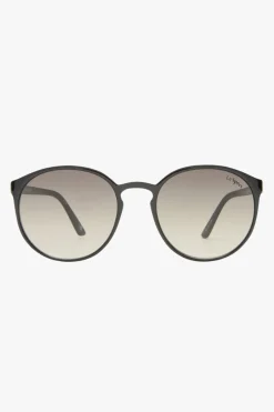 Le Specs Swizzle Thin Round Matte Black Smoke Gradient Lens Sunglasses