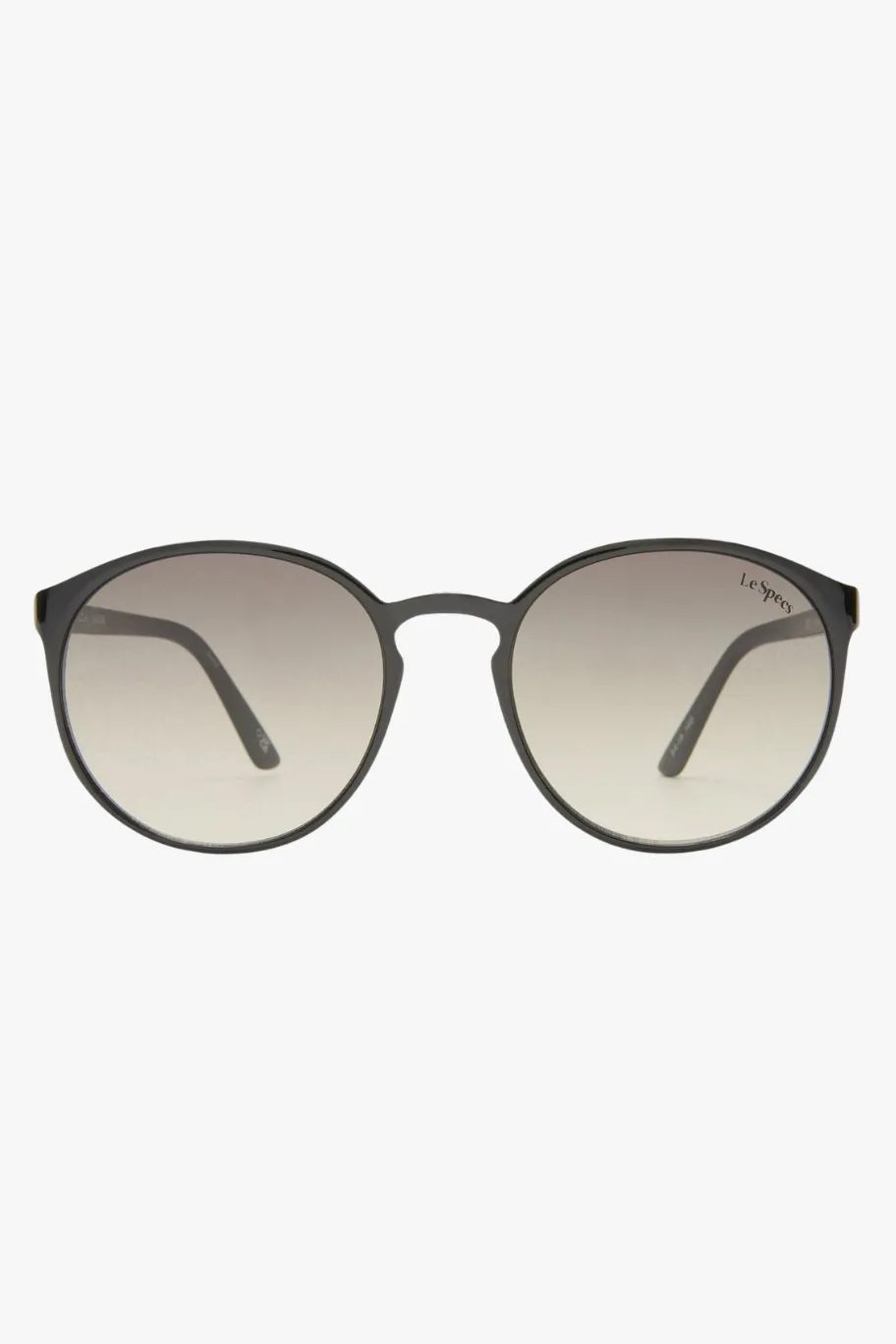 Le Specs Swizzle Thin Round Matte Black Smoke Gradient Lens Sunglasses
