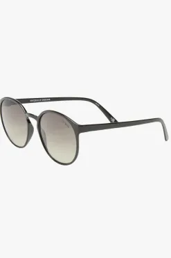 Le Specs Swizzle Thin Round Matte Black Smoke Gradient Lens Sunglasses