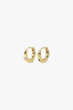 Pilgrim Taffy Recycled Small Swirl Hoop Earrings Gold