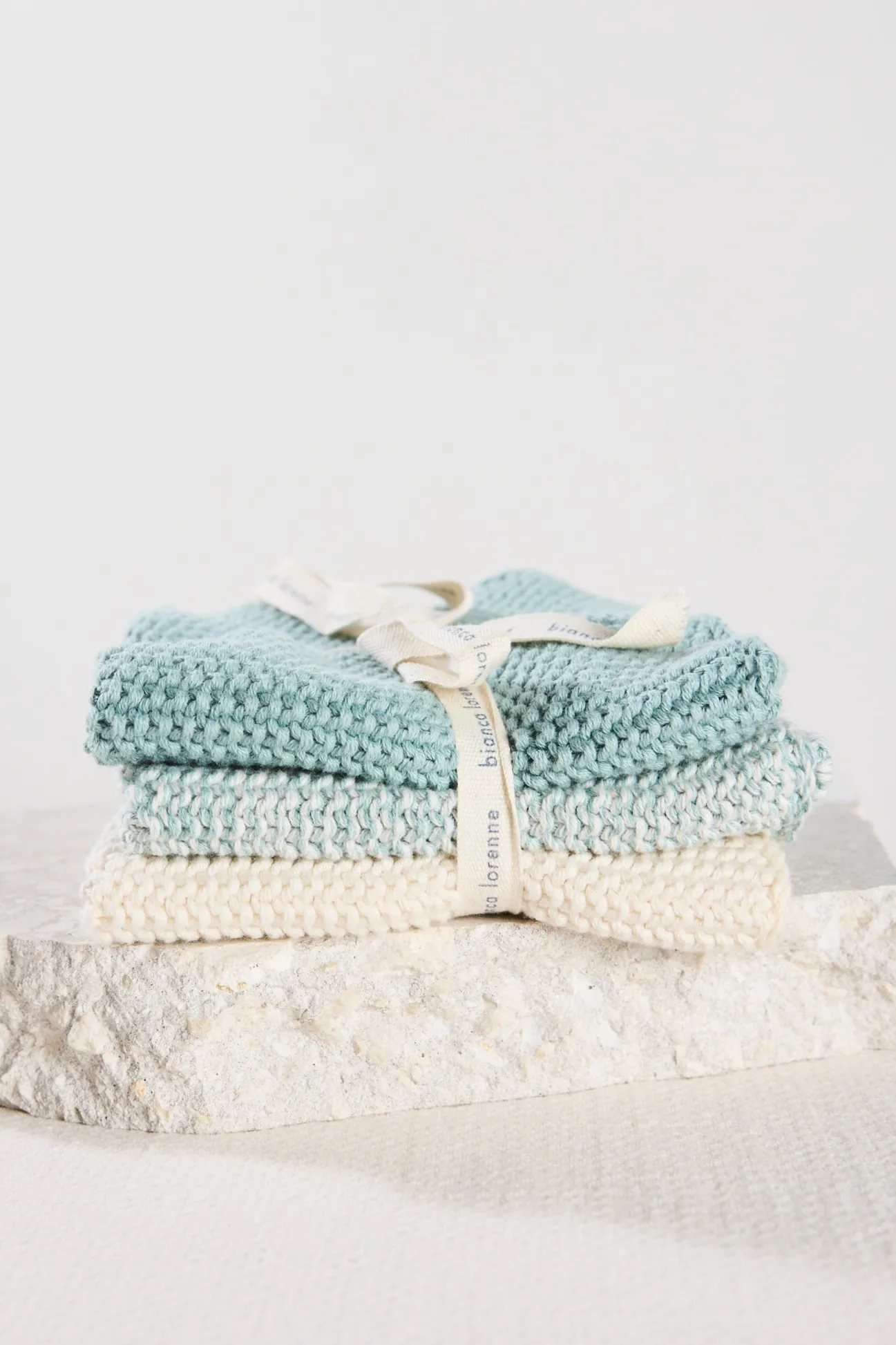 Bianca Lorenne Textured Lavette Duck Egg Wash Cloths Set of 3
