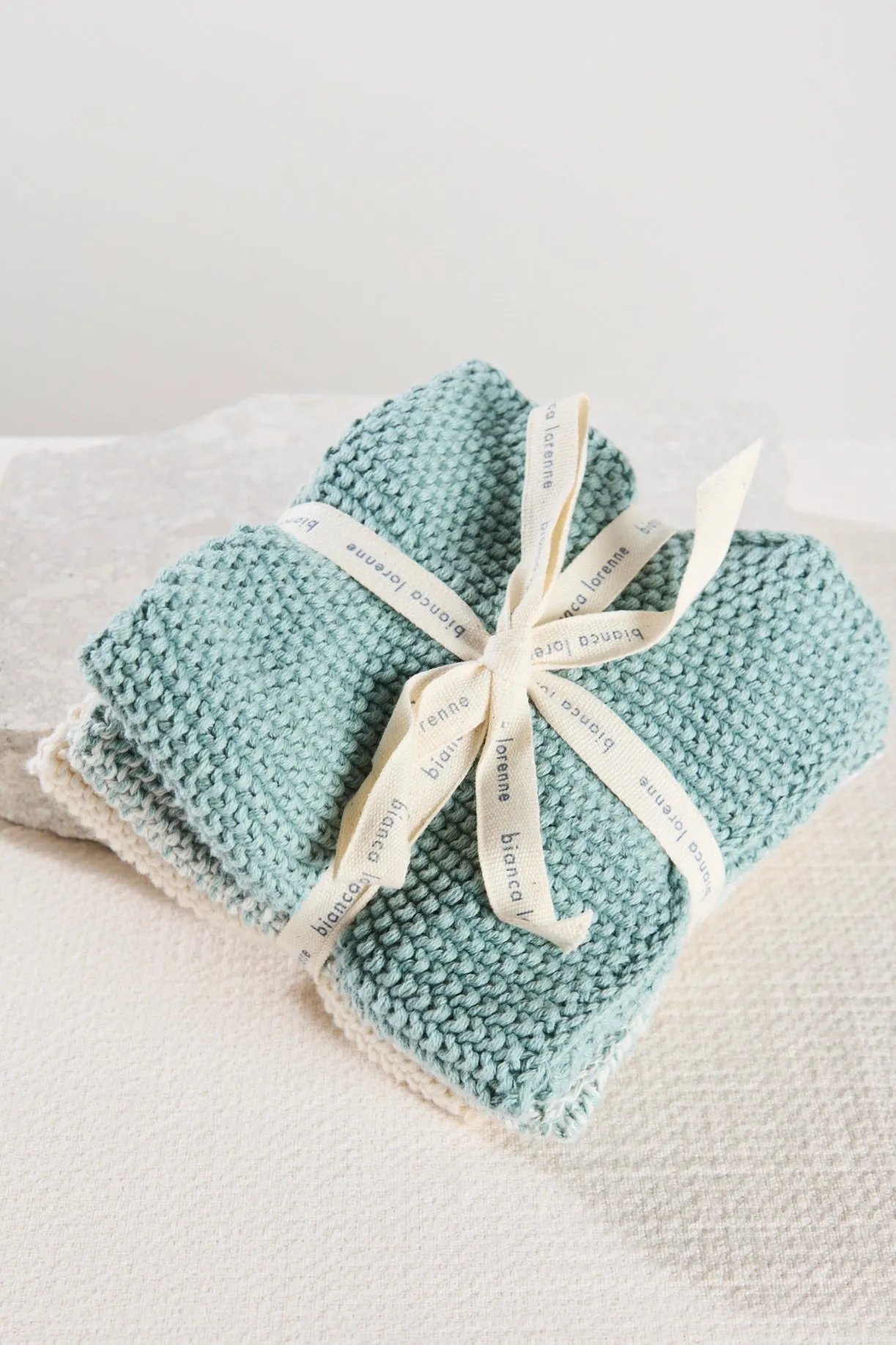 Bianca Lorenne Textured Lavette Duck Egg Wash Cloths Set of 3