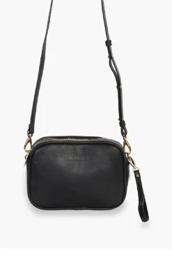 Federation The All Times Black Leather Cross Body Gold Hardware Bag