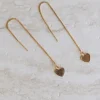 Flo Gives Back 15% to Women In Need Thread Chain Heart Gold Earrings