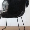 Home Lab Tibetan Lamb Fur Rug Black 60 X 90cm