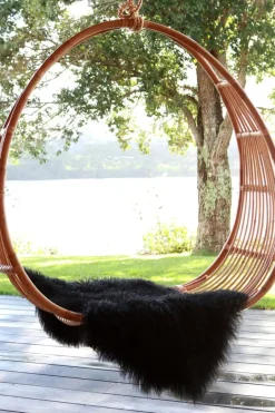 Home Lab Tibetan Lamb Fur Rug Black 60 X 90cm