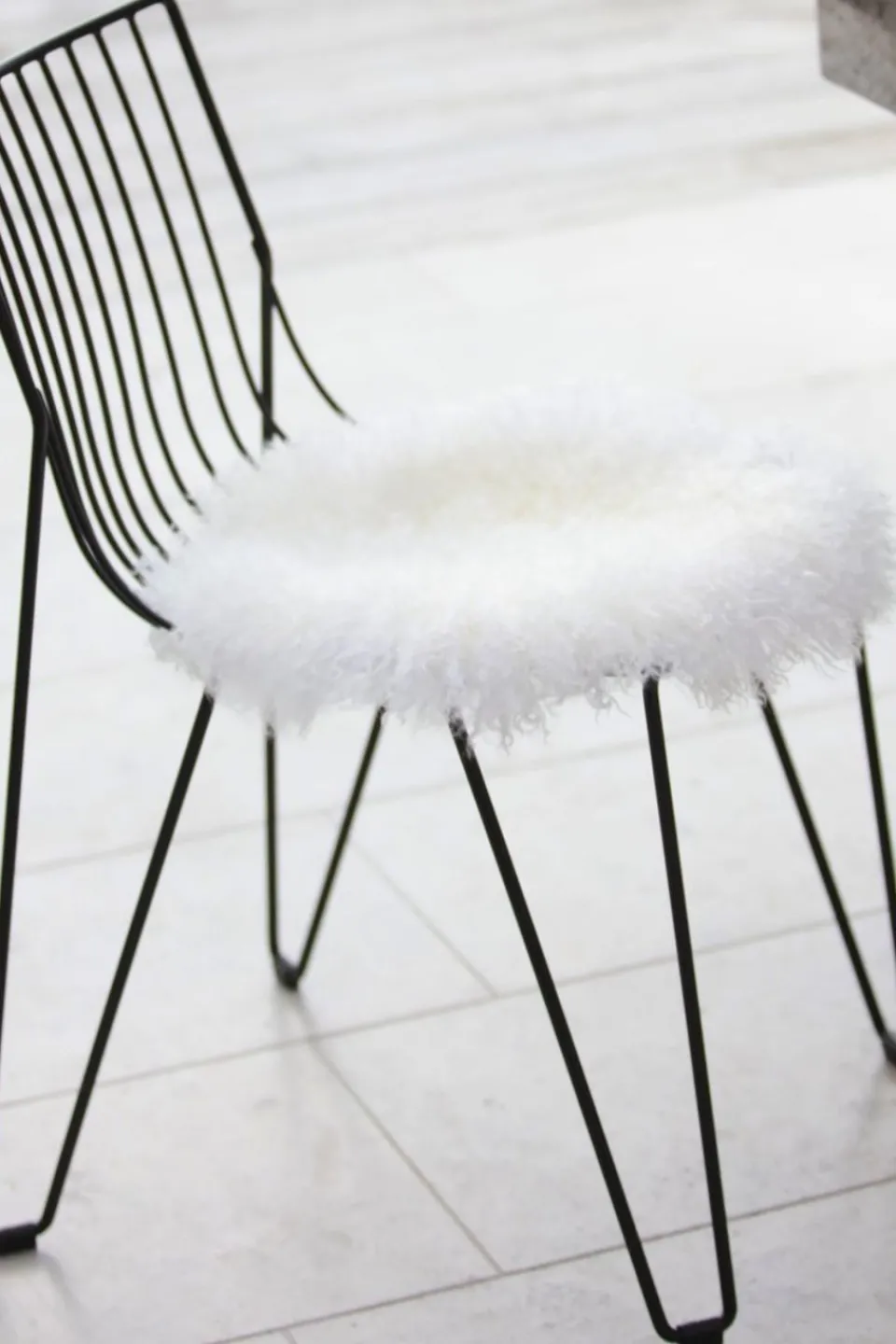 Home Lab Tibetan Lamb Fur Seat Warmer Ivory 40cm Dia