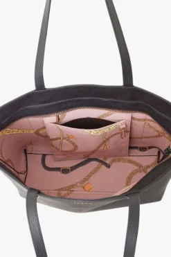 Saben Tilbury Black + Chain Print Leather Shoulder Bag