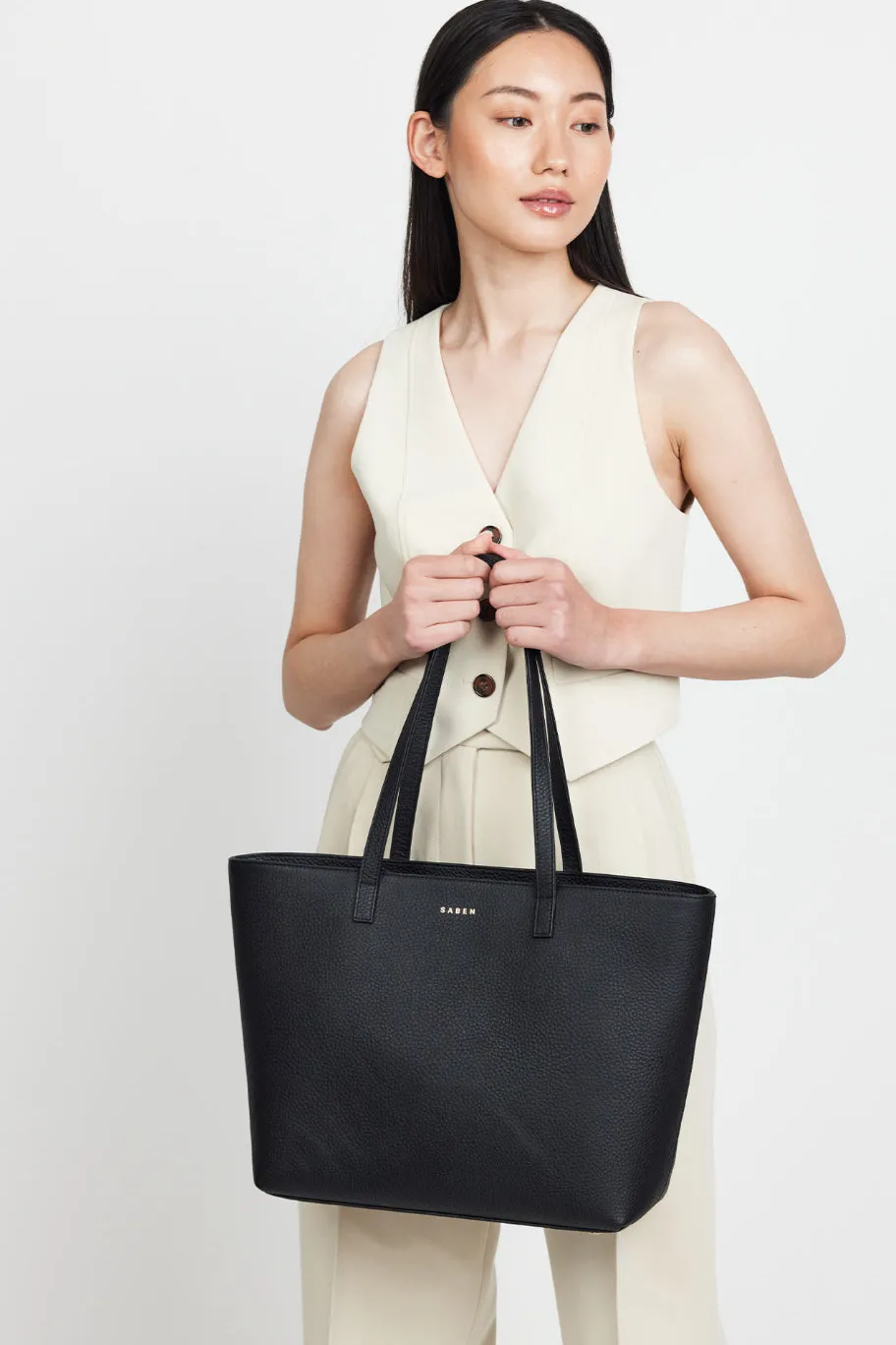 Saben Tilbury Black + Midnight Blue Leather Shoulder Bag
