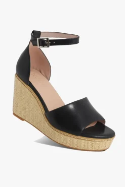 Nude Tilley Black Ankle Strap Woven Wedge Heel