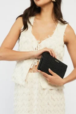 Saben Tilly Black Fine Braid Crossbody Bag