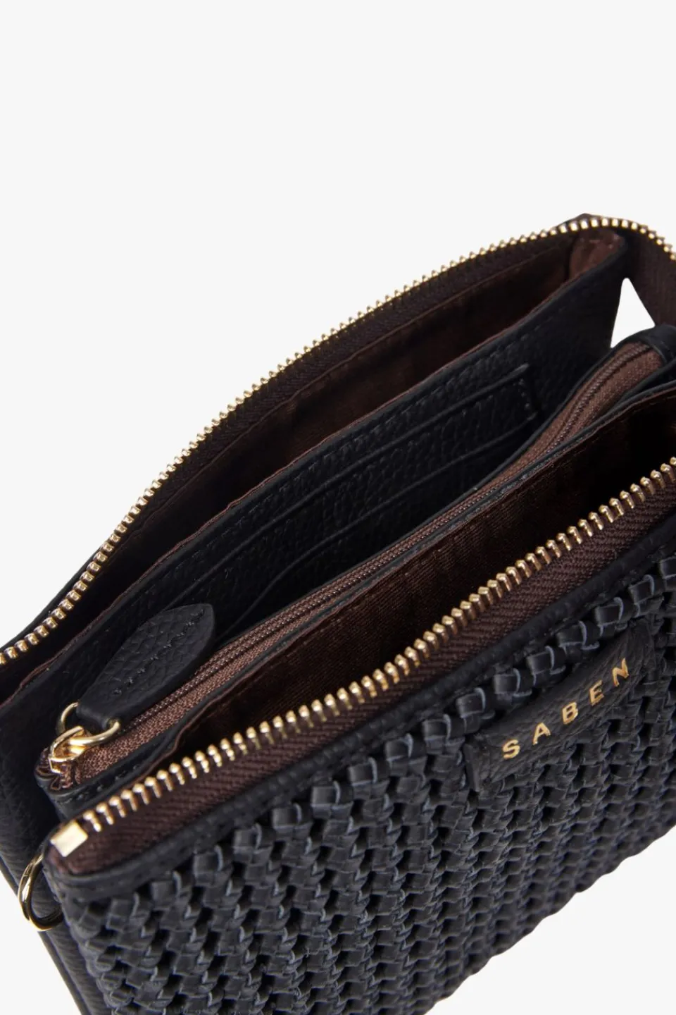 Saben Tilly Black Fine Braid Crossbody Bag