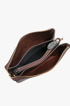 Saben Tilly Multi Pocket Black Leather Crossbody Clutch