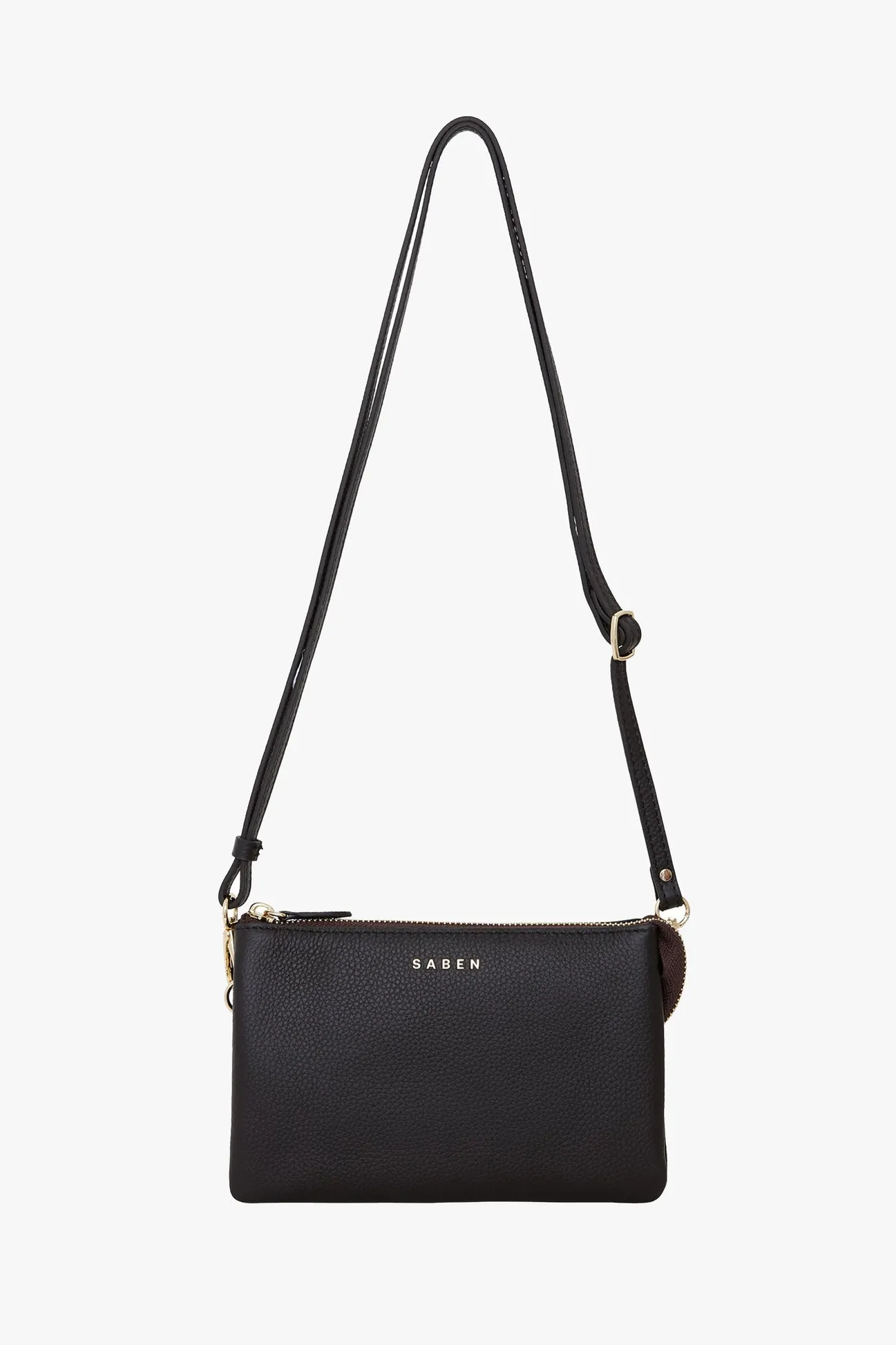 Saben Tilly Multi Pocket Black Leather Crossbody Clutch