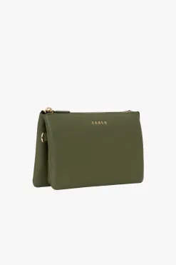 Saben Tilly Multi Pocket Cactus Leather Crossbody Clutch