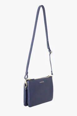 Saben Tilly Multi Pocket Navy Leather Crossbody Clutch