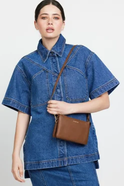 Saben Tilly Multi Pocket Nutshell Leather Crossbody Clutch