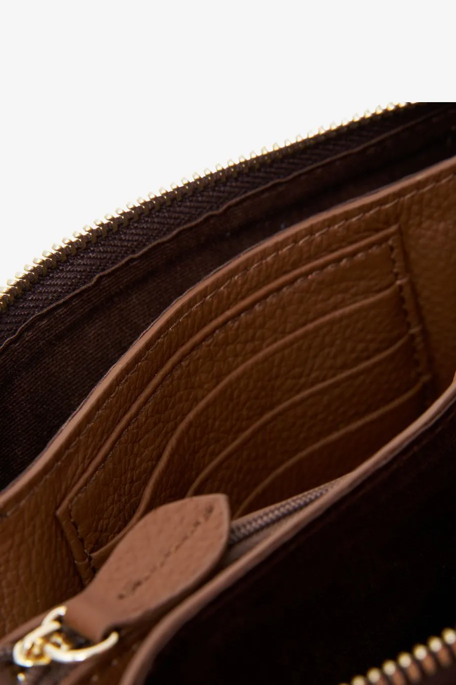 Saben Tilly Multi Pocket Nutshell Leather Crossbody Clutch