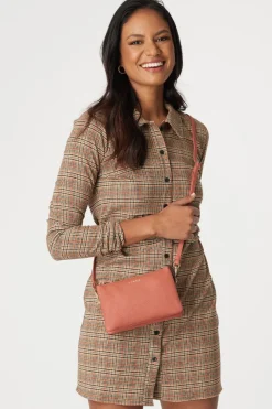 Saben Tilly Multi Pocket Terracotta Crossbody Clutch