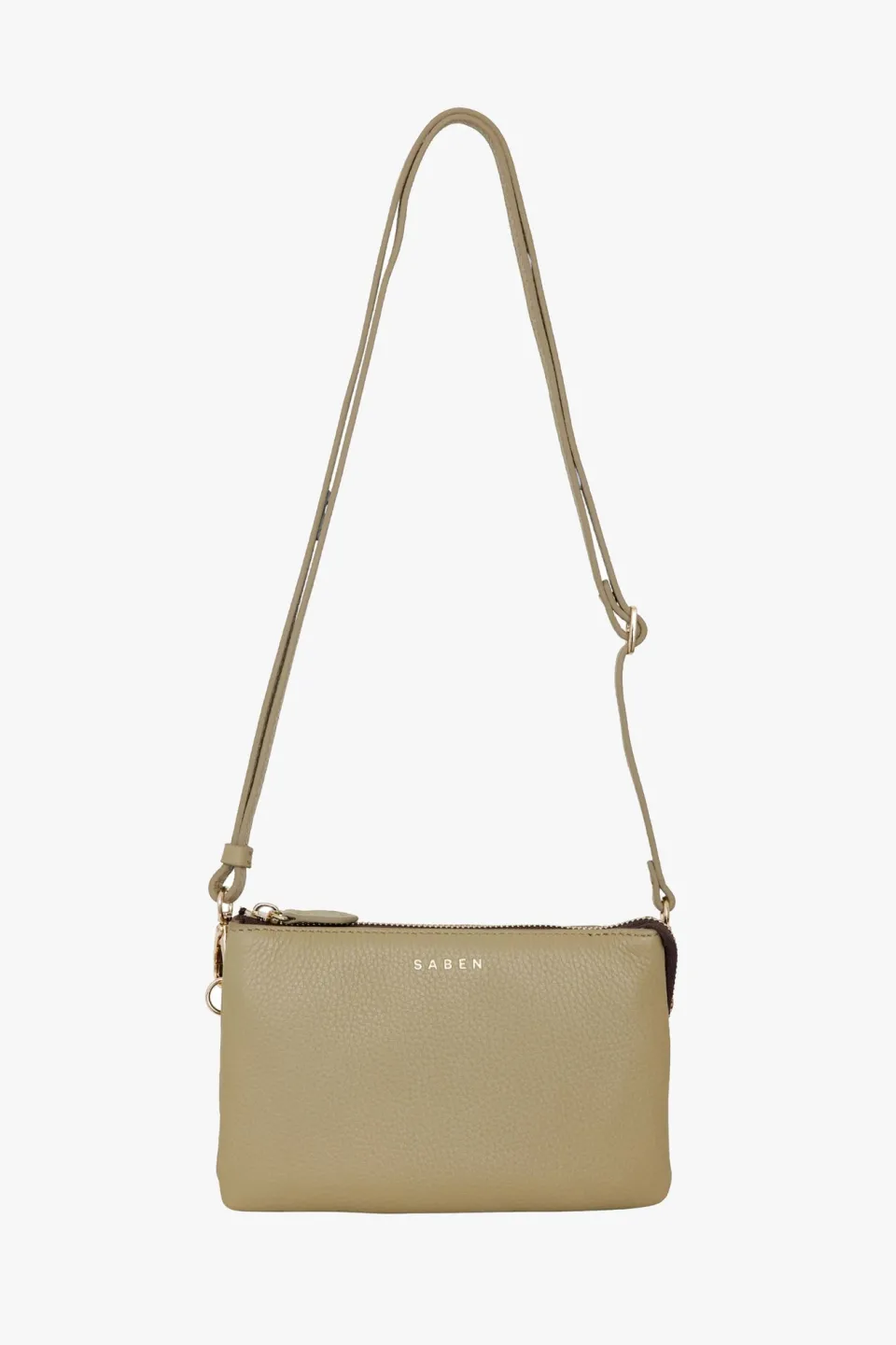 Saben Tilly Multi Pocket Tussock Pale Green Leather Crossbody Clutch