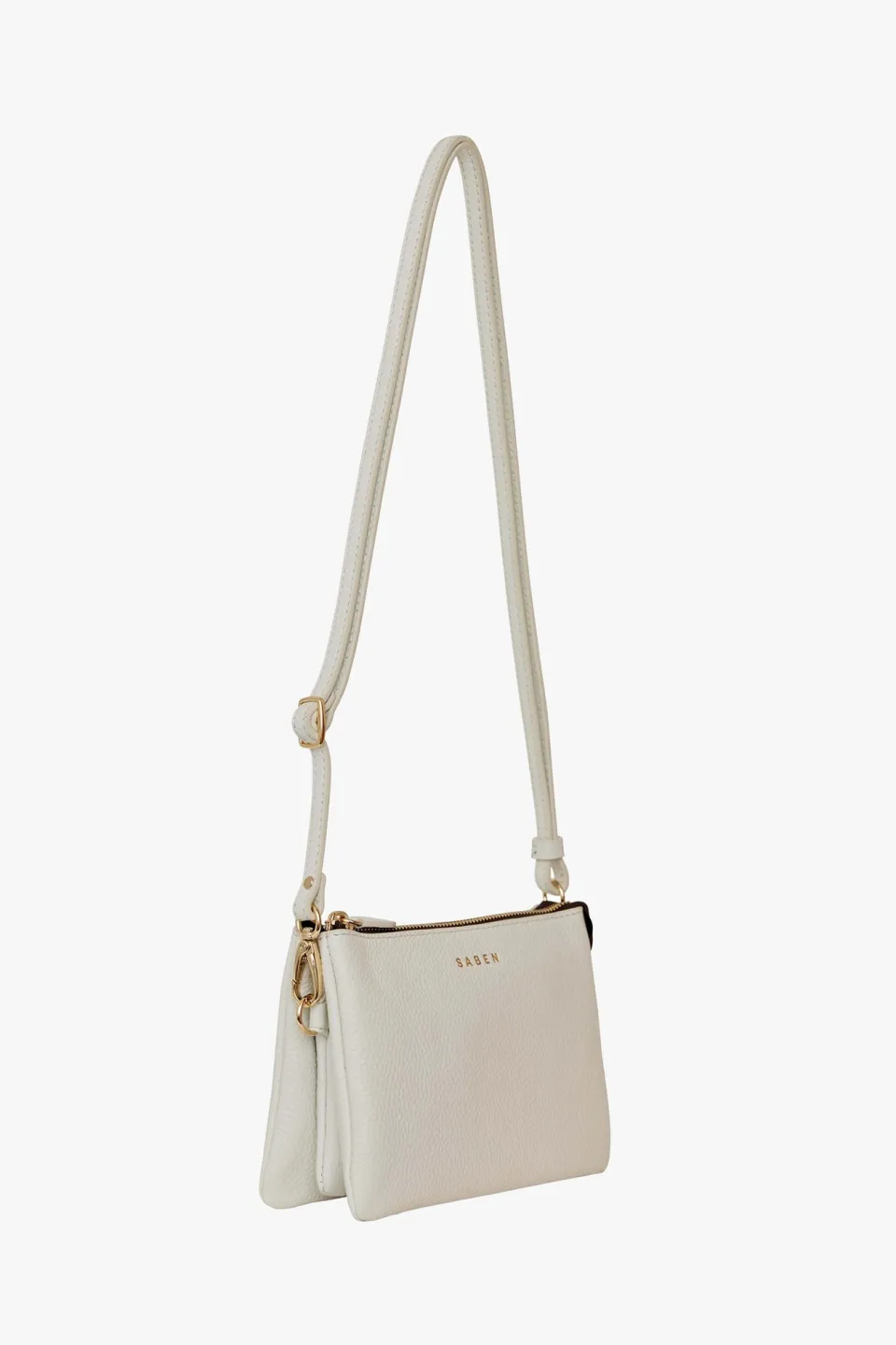 Saben Tilly Multi Pocket White Leather Crossbody Clutch