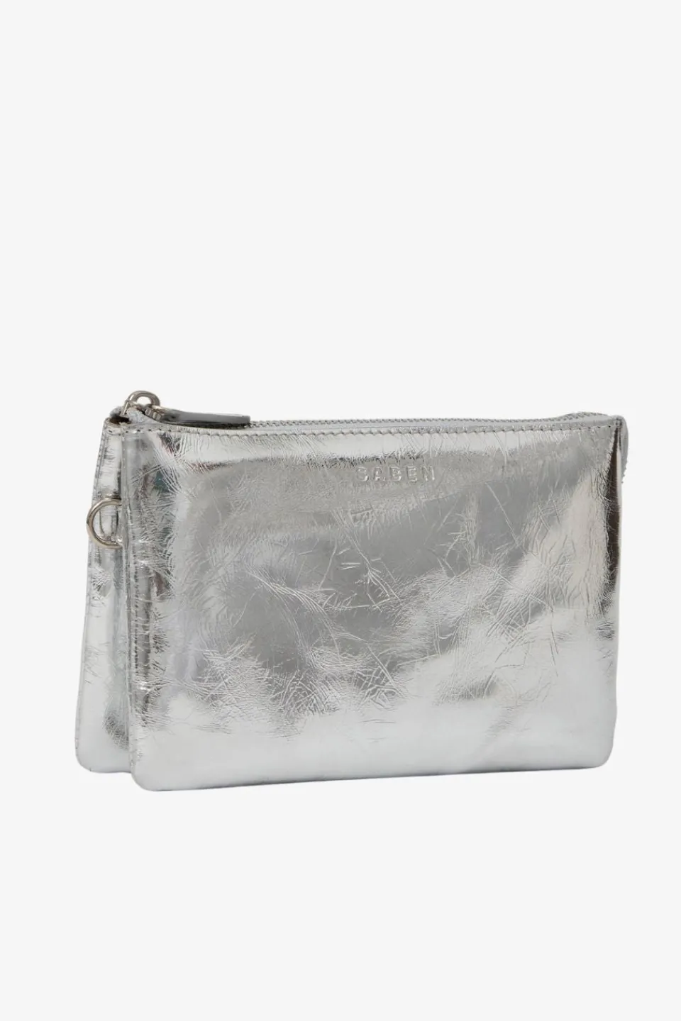 Saben Tilly Silver Crinkle Leather Crossbody Bag