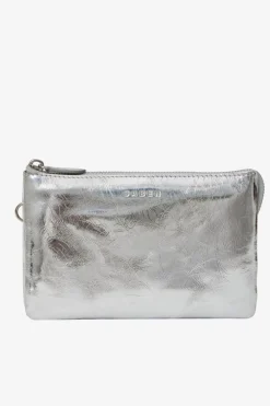 Saben Tilly Silver Crinkle Leather Crossbody Bag