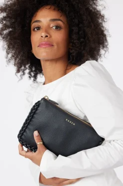 Saben Tilly's Big Sis Black Plait Edge Crossbody Bag