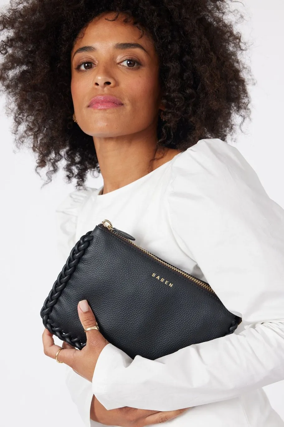 Saben Tilly's Big Sis Black Plait Edge Crossbody Bag