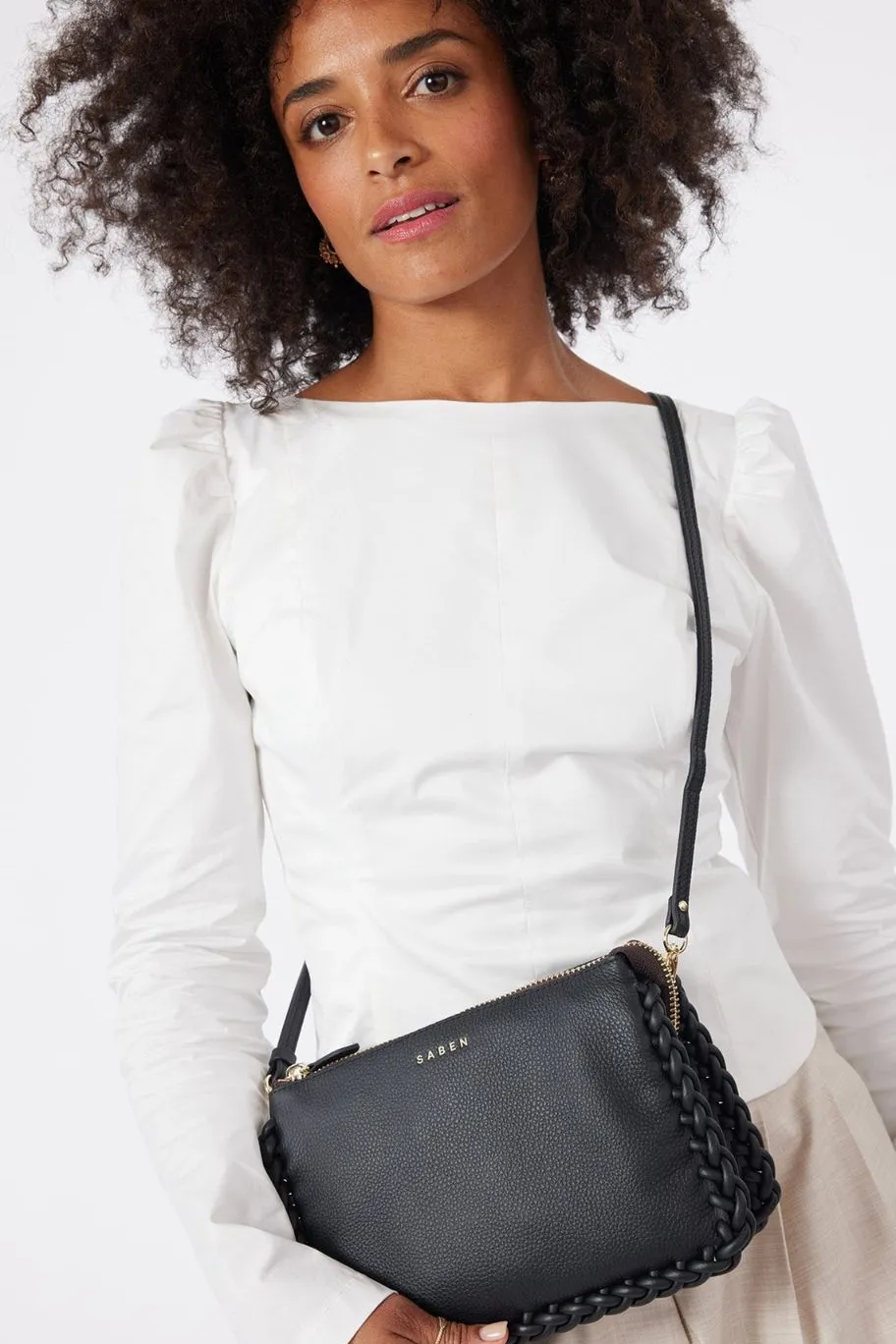 Saben Tilly's Big Sis Black Plait Edge Crossbody Bag