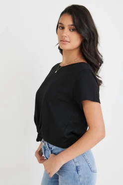 Humble + Heart Timely Black Tie Front Organic Tee