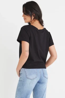 Humble + Heart Timely Black Tie Front Organic Tee