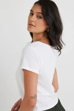 Humble + Heart Timely White Tie Front Organic Tee