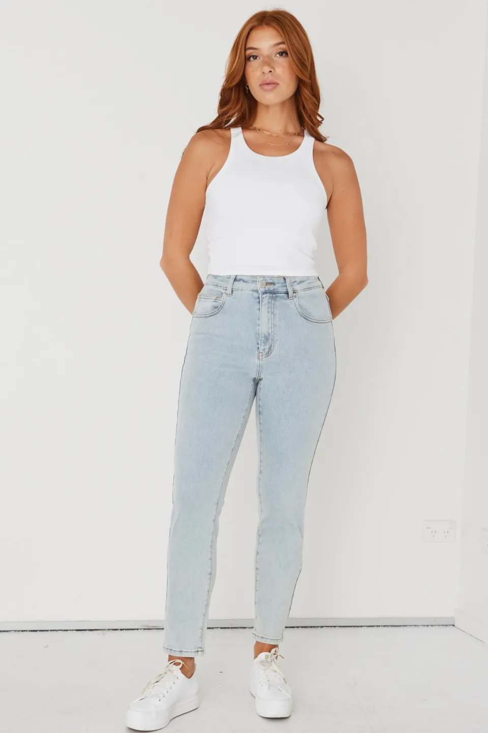 Among the Brave Tommy Acid Wash High Waist Straight Leg Jean