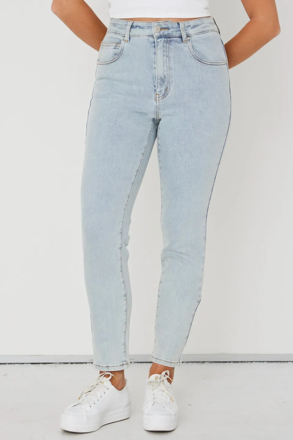 Among the Brave Tommy Acid Wash High Waist Straight Leg Jean