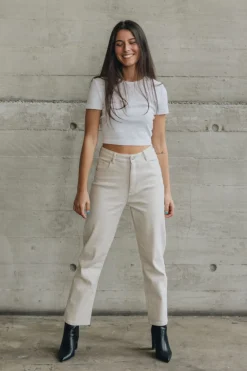 Among the Brave Tommy Ecru High Waist Straight Leg Jean