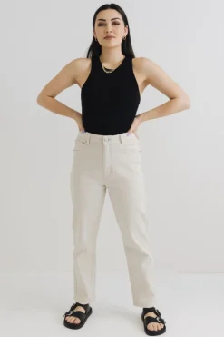 Among the Brave Tommy Ecru High Waist Straight Leg Jean