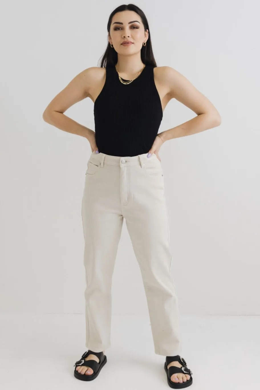 Among the Brave Tommy Ecru High Waist Straight Leg Jean