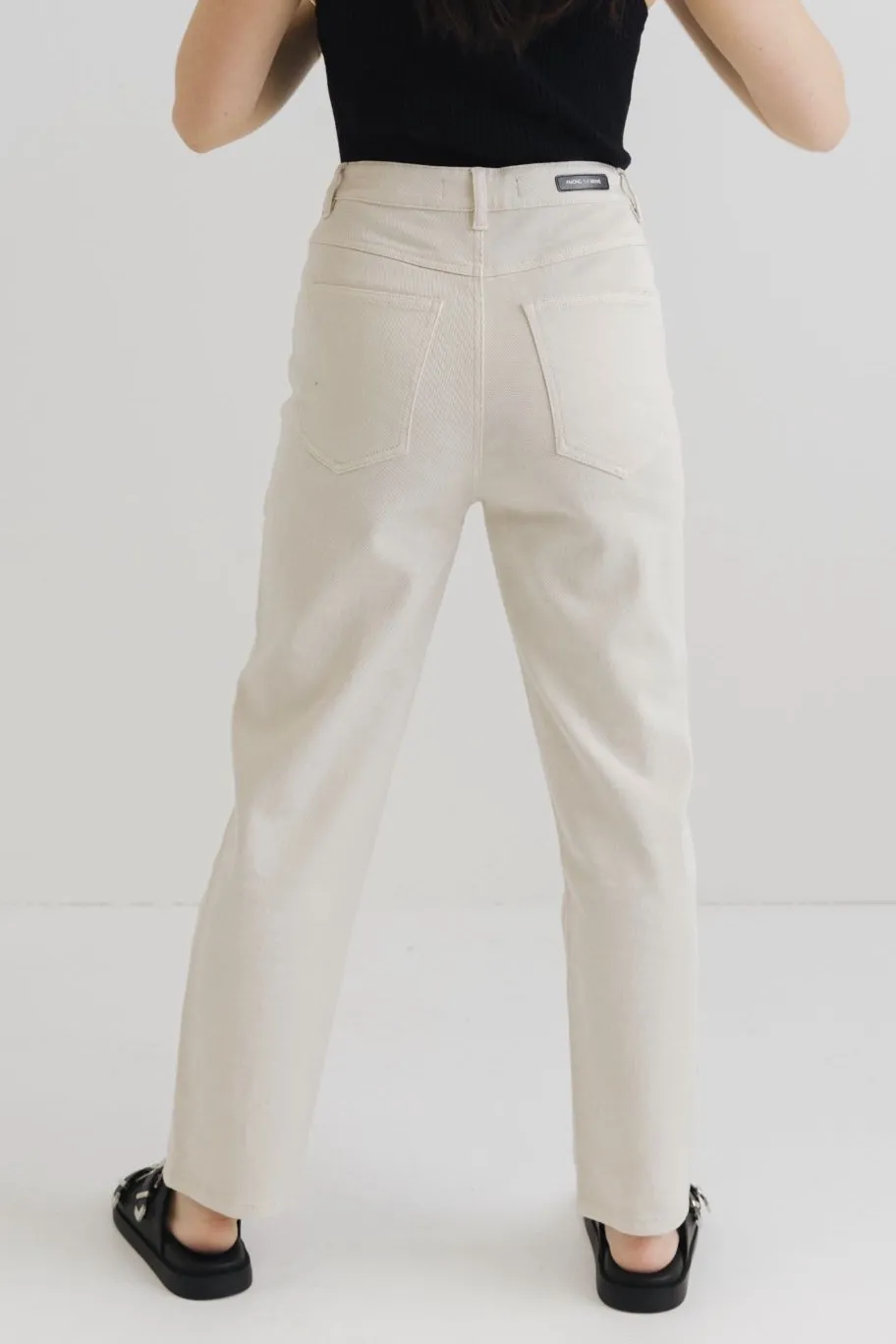 Among the Brave Tommy Ecru High Waist Straight Leg Jean