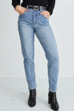 Among the Brave Tommy Mid Blue High Waist Straight Leg Jean