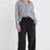 Stories be Told Townie Black Stripe Side Tape Wide Leg Pants